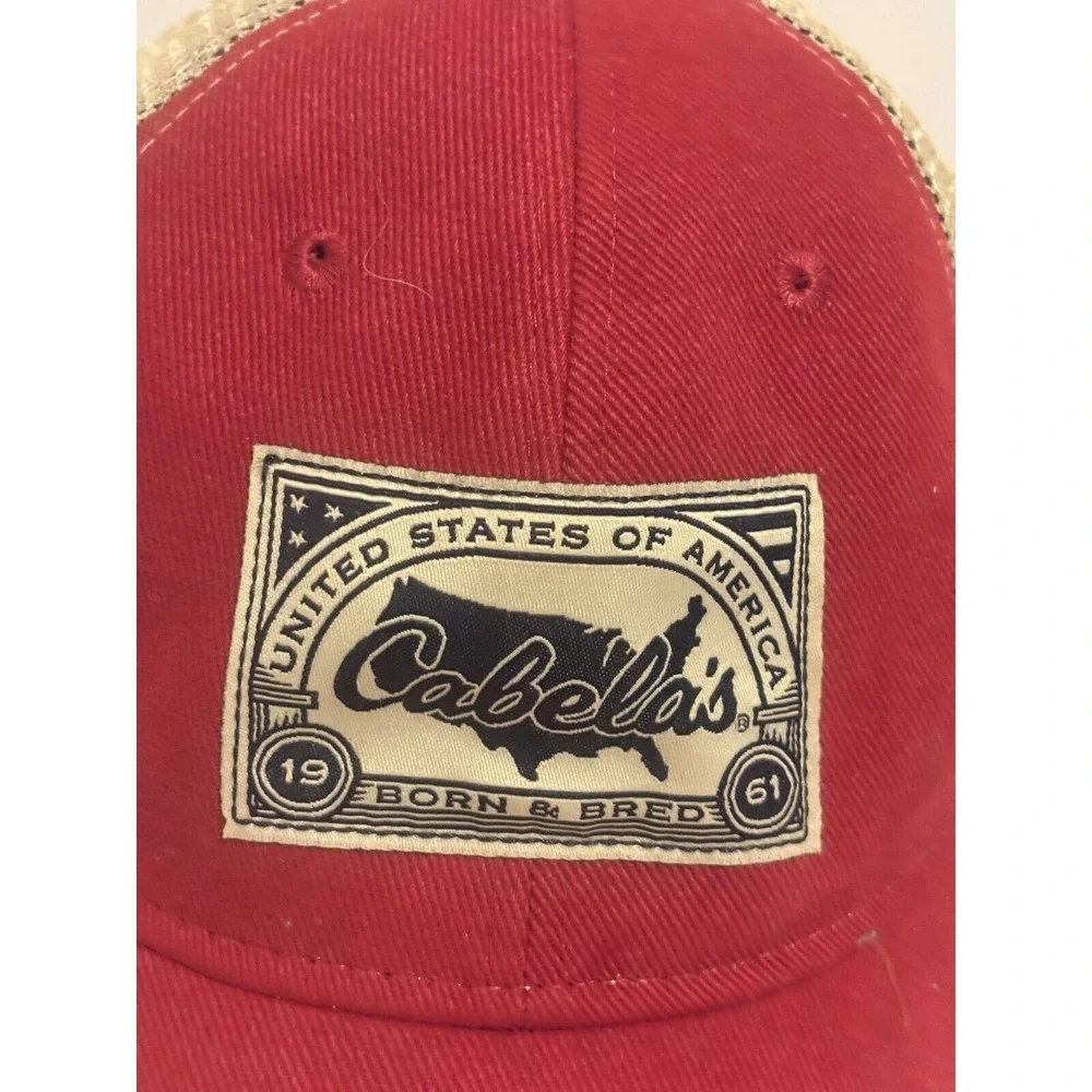 Cabelas Snapback Hat Adjustable Mesh Back Cap‎ Red Baseball Hunting